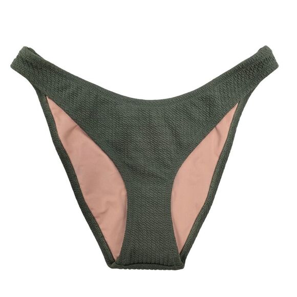NWT J. Crew Textured curved-waist cheeky bikini bottom Size S Green BC050 - Picture 1 of 10